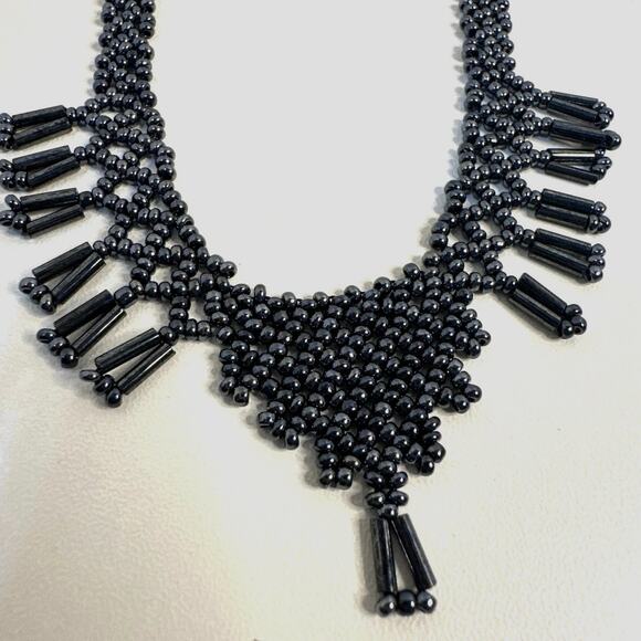 Beaded Necklace, Blue & Black small bead necklace/Choker. Dainty yet elegant! - Picture 6 of 6